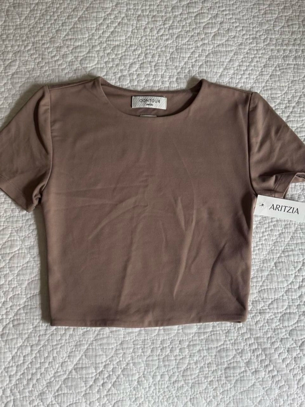 NWT Aritzia Contour Ribcage Cropped Crew-neck Tank Top Warm Taupe XXS
